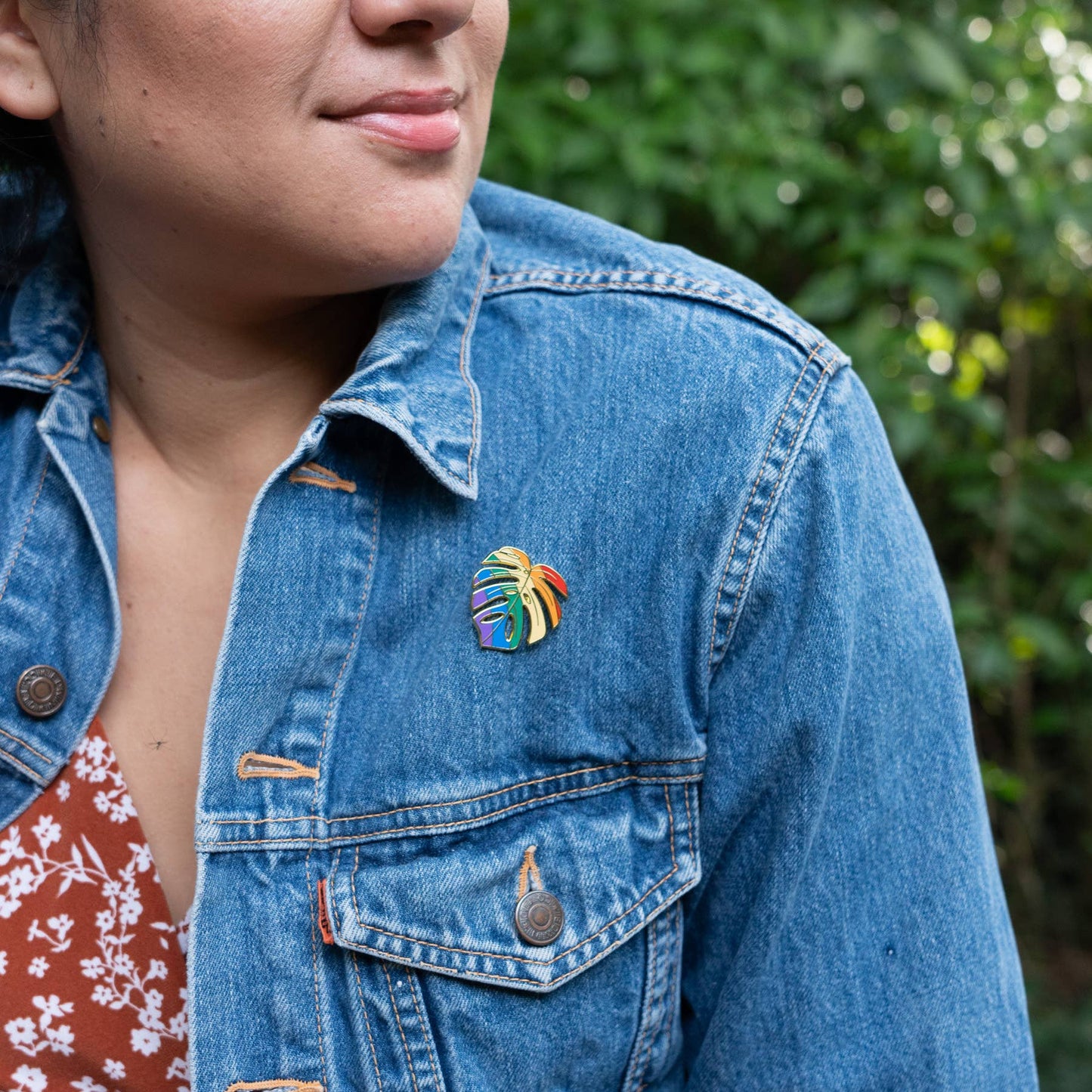 Monstera Rainbow Pride Plant Lapel Pin, Pride Gifts