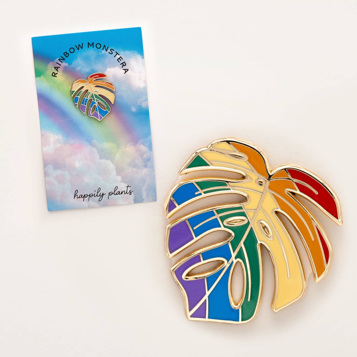 Monstera Rainbow Pride Plant Lapel Pin, Pride Gifts