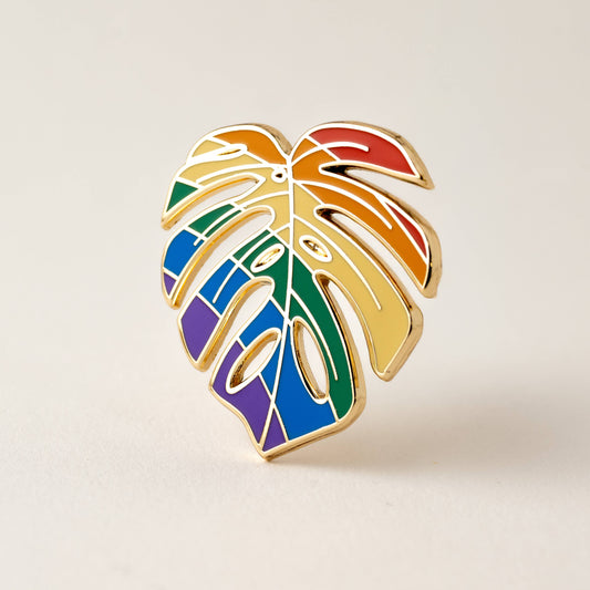 Monstera Rainbow Pride Plant Lapel Pin, Pride Gifts