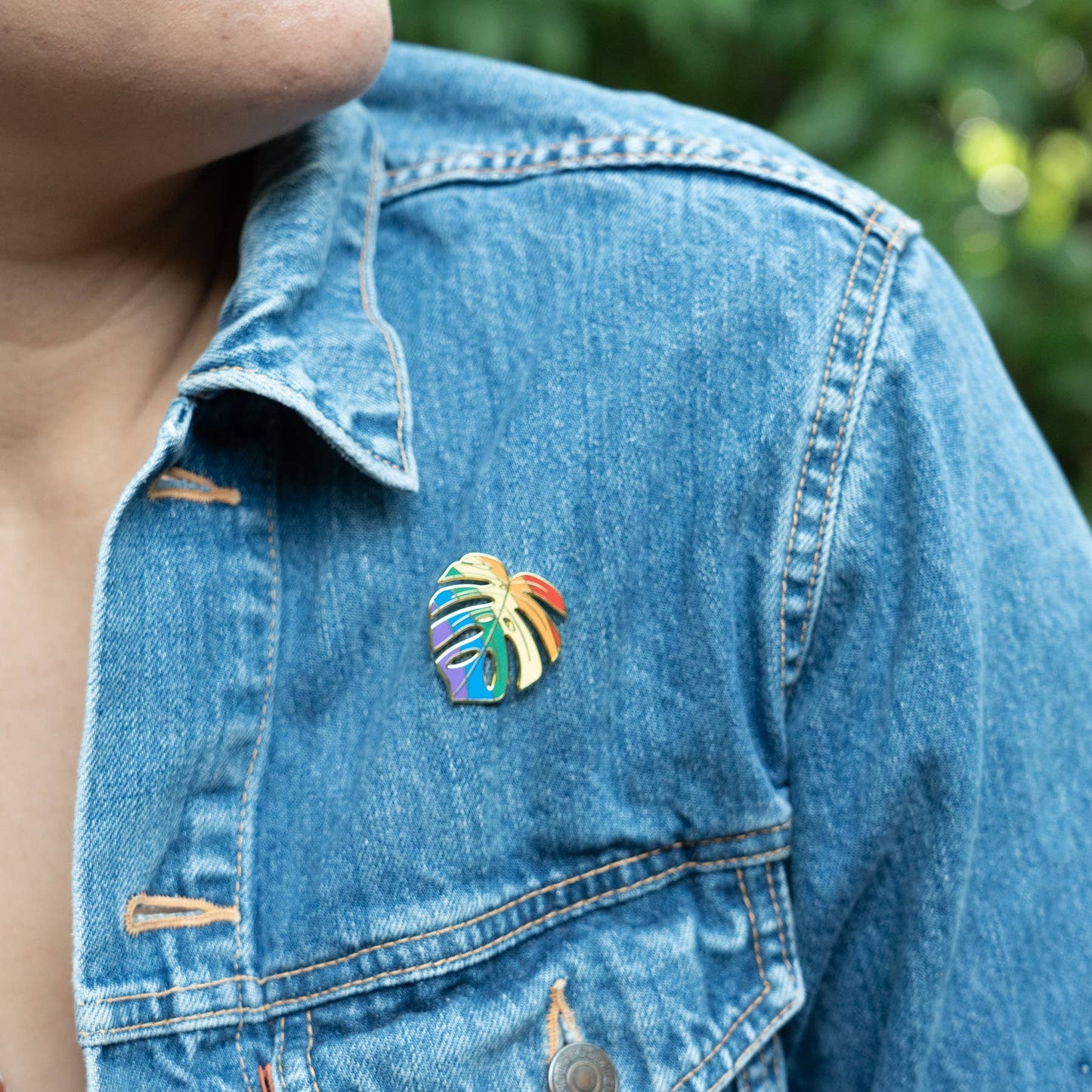 Monstera Rainbow Pride Plant Lapel Pin, Pride Gifts
