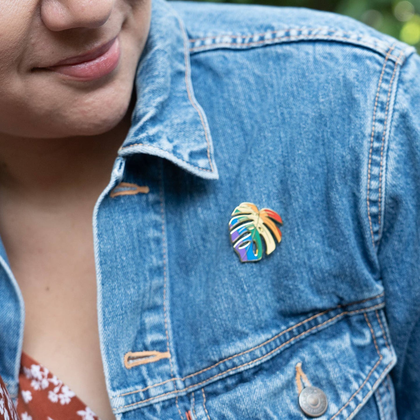Monstera Rainbow Pride Plant Lapel Pin, Pride Gifts