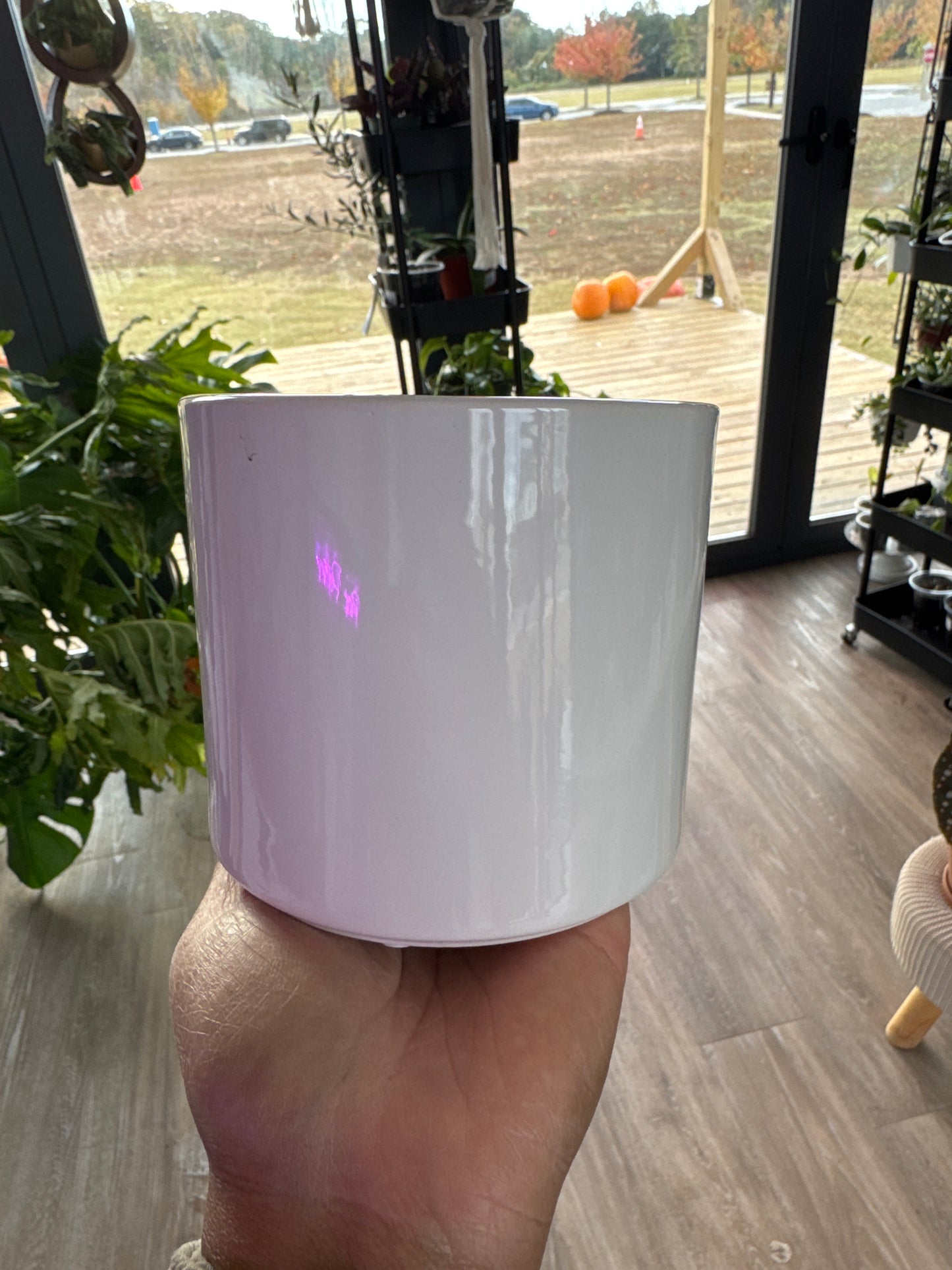 White ceramic planter