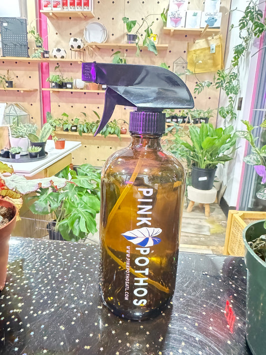 Amber glass spray bottle